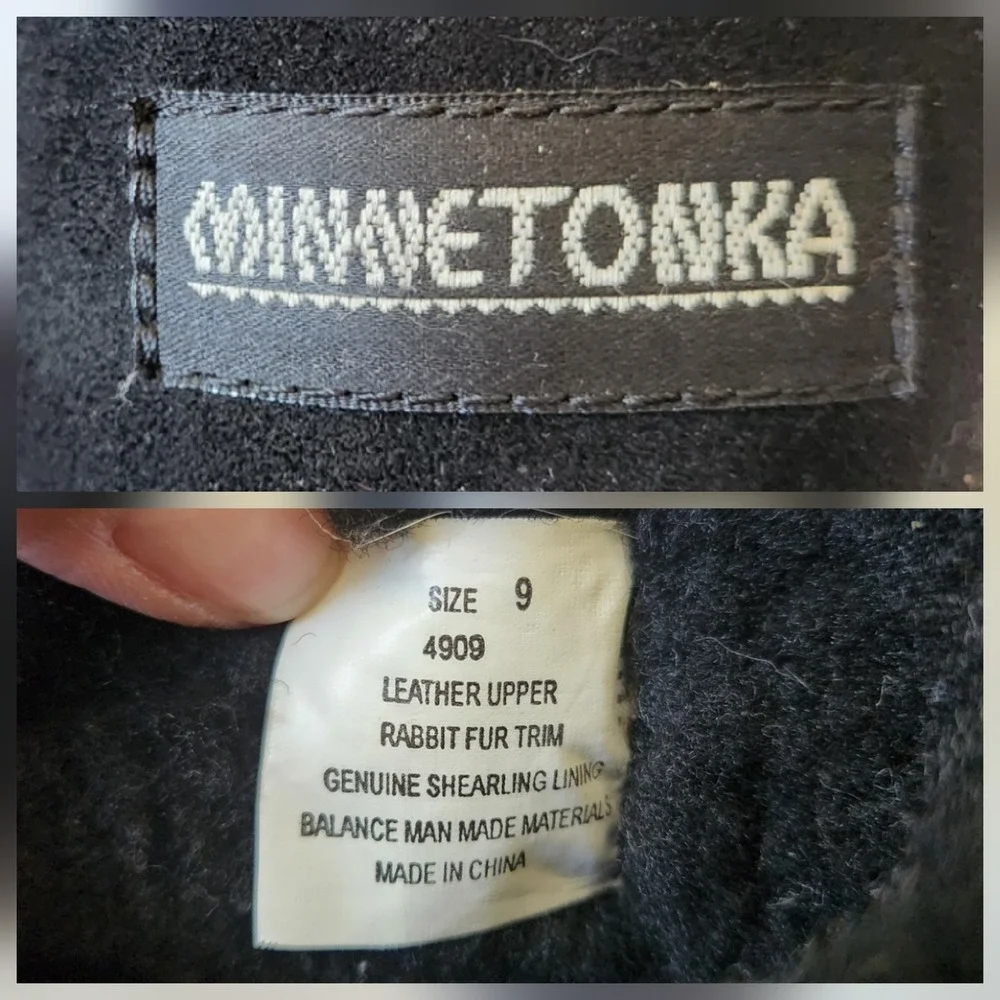 Minnetonka Vintage Rabbit Fur Suede Mukluk Snow Boots 9 Mid Calf Pull On Pom Pom
